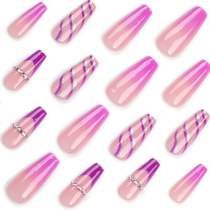 Artistic Nail Extensions with Glitter and Gradient Kalsten