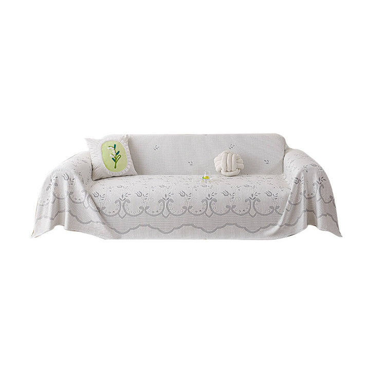 Elegant Floral Embroidered Sofa Throw