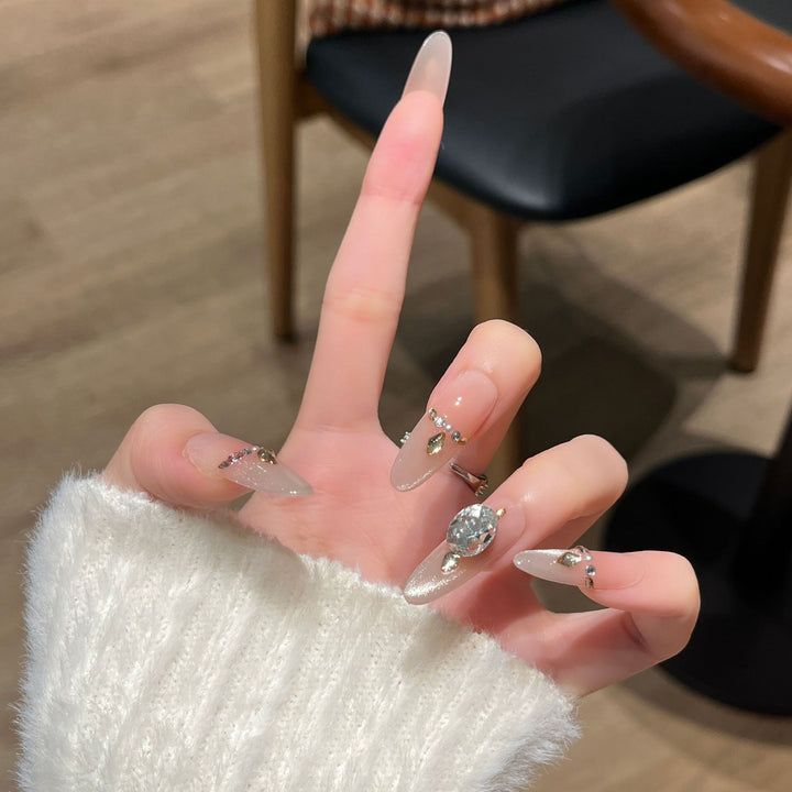 Elegant Rhinestone-Decorated Press-On Nail Extensions Kalsten