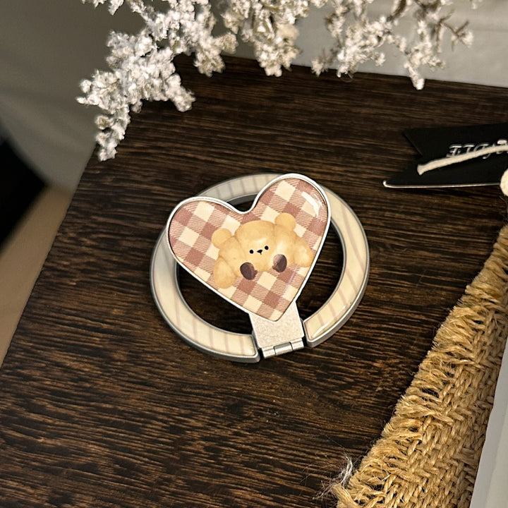 Hand mirror in heart-shaped design with cute bear motif Kalsten