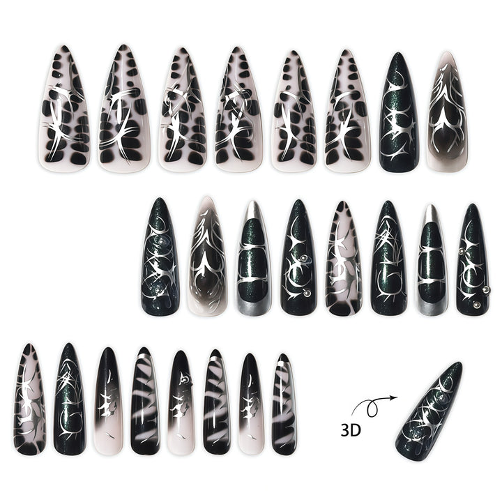 Elegant Stiletto Nail Art Extensions with Intricate Design Kalsten