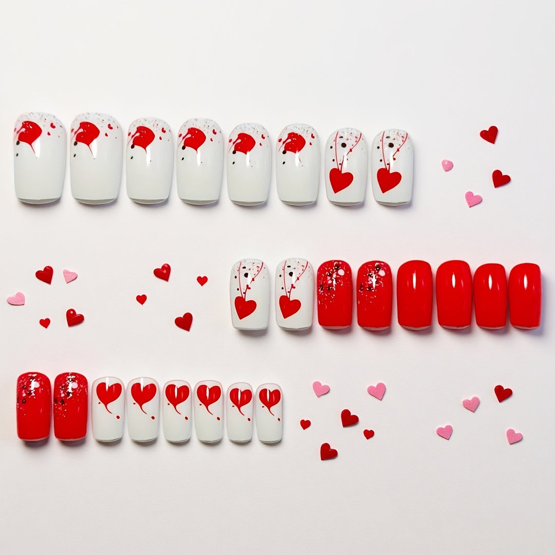 Romantic Heart-Themed Press-On Nails Kalsten