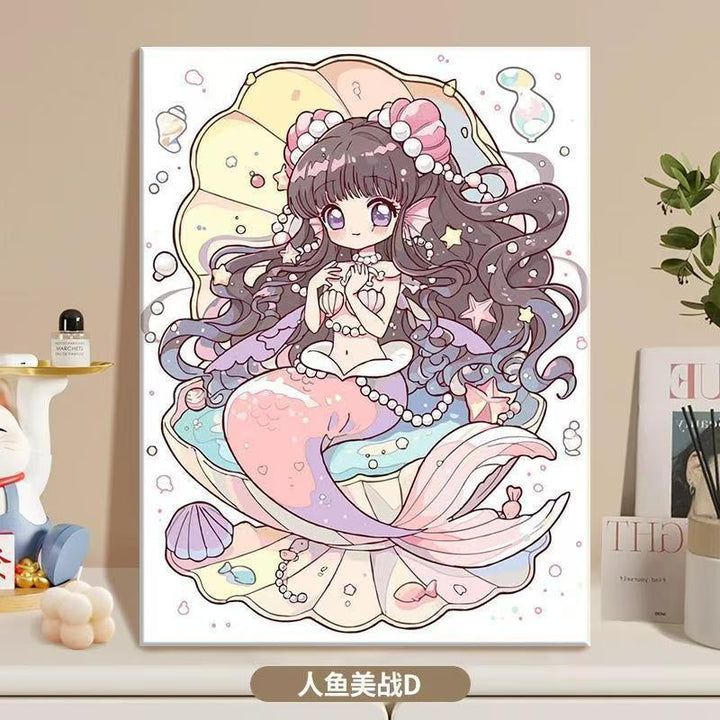 Anime-Inspired Mermaid Illustration Canvas Art Kalsten