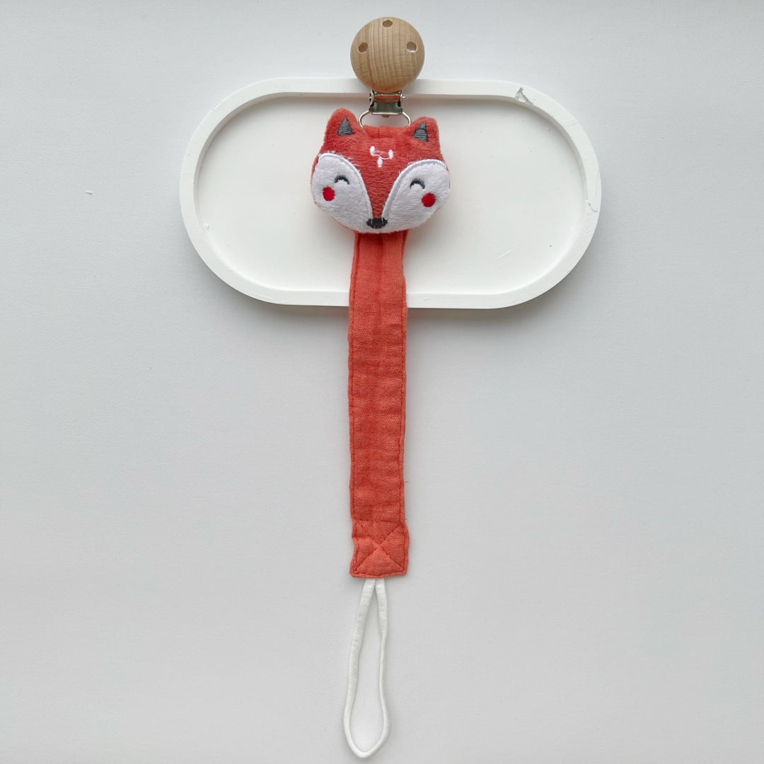 Baby Pacifier Clip with Plush Elephant Head Wooden Safety Clip