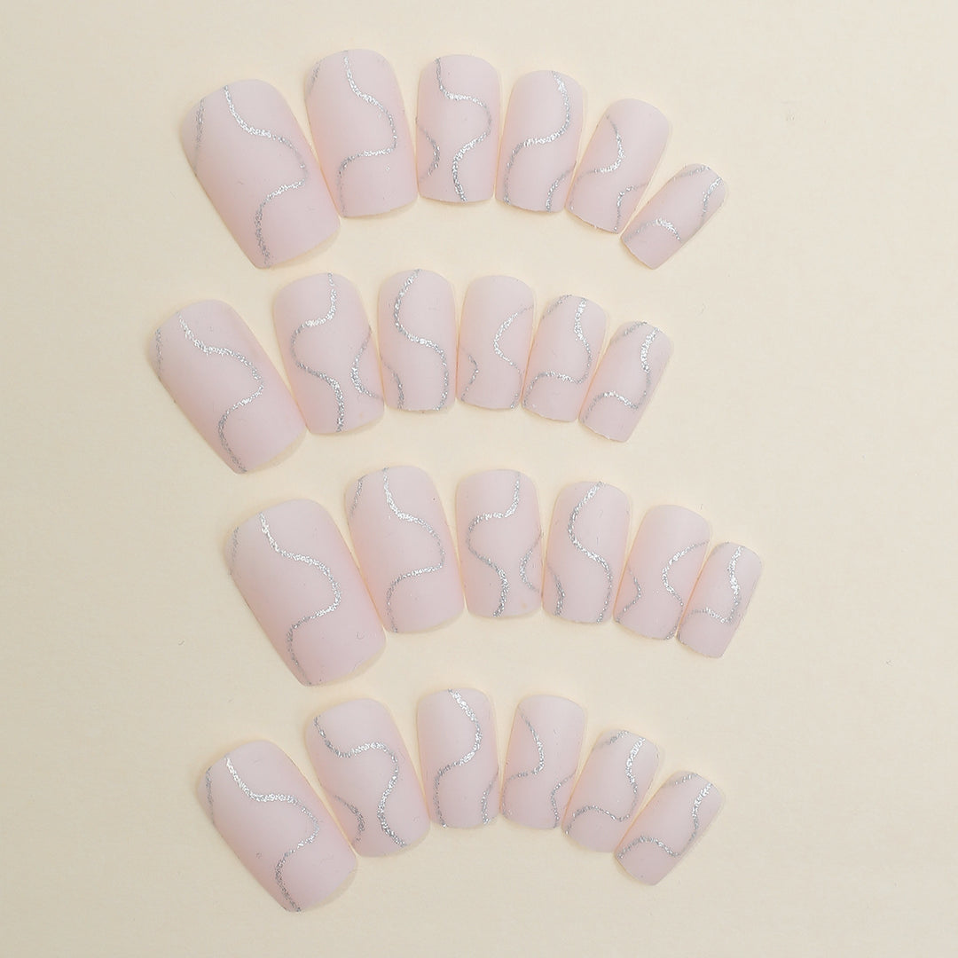 Nail art set with elegant glitter contour design Kalsten