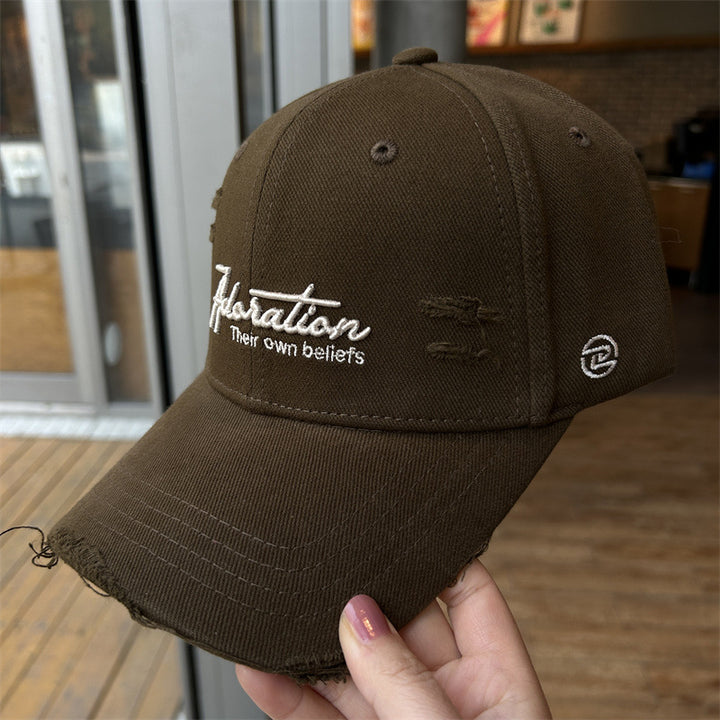 Distressed Embroidered Baseball Cap