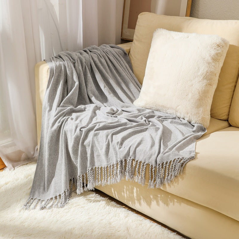 Elegant Fringe Throw Blanket Kalsten