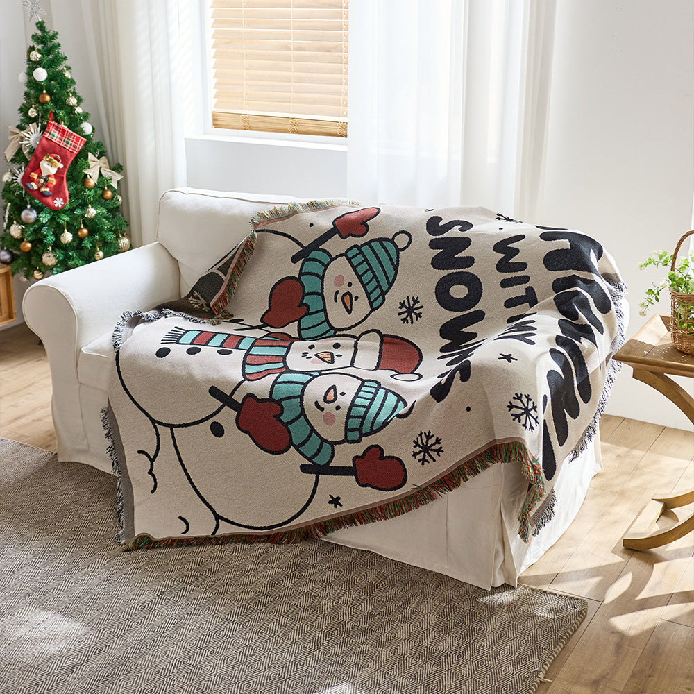 Cozy Festive Cartoon Throw Blanket