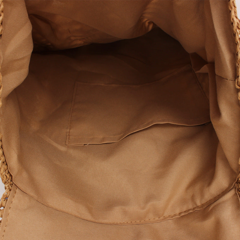 Backpack Made of Natural Straw with Leather Accents Kalsten