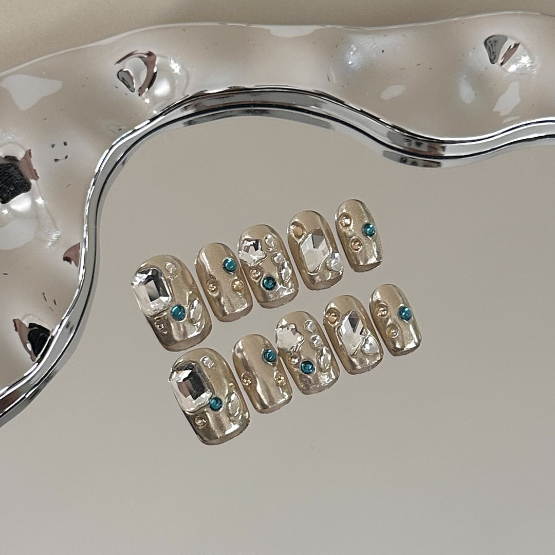 Elegantly Embellished Press-On Nail Art Set