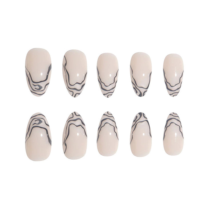 Elegant Stiletto Press-On Nail Set with Marble Detailing Kalsten