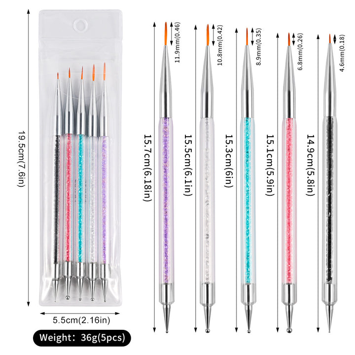 Crystal-Handled Nail Art Detailing Brush Set Kalsten