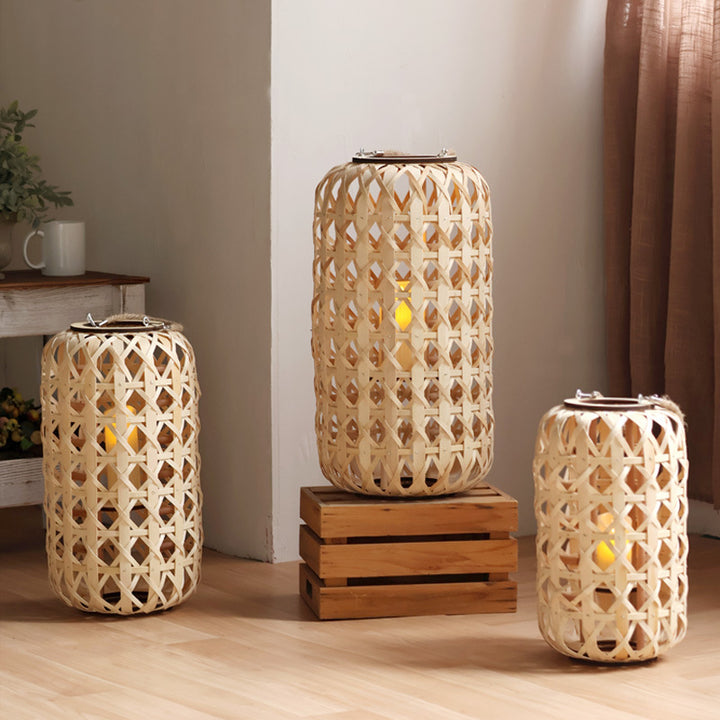 Elegant lantern made of handwoven natural material Kalsten