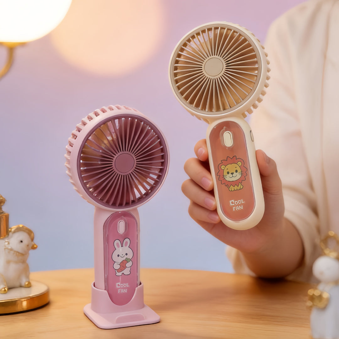 Women Portable Hand Fan with Kid-Friendly Lion Design Kalsten