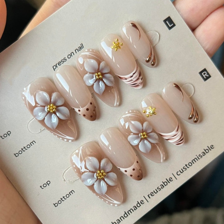 Elegant Floral Theme Press-On Nails Kalsten