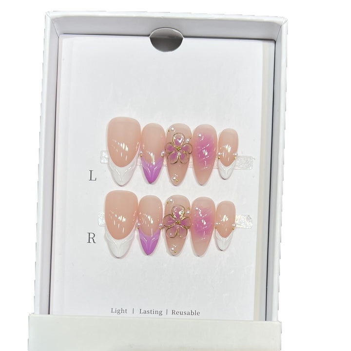 Artistic Floral Press-On Nail Set Kalsten