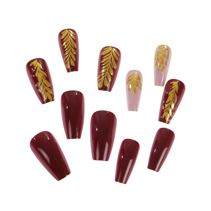 Elegant artificial nails with gold decoration Kalsten