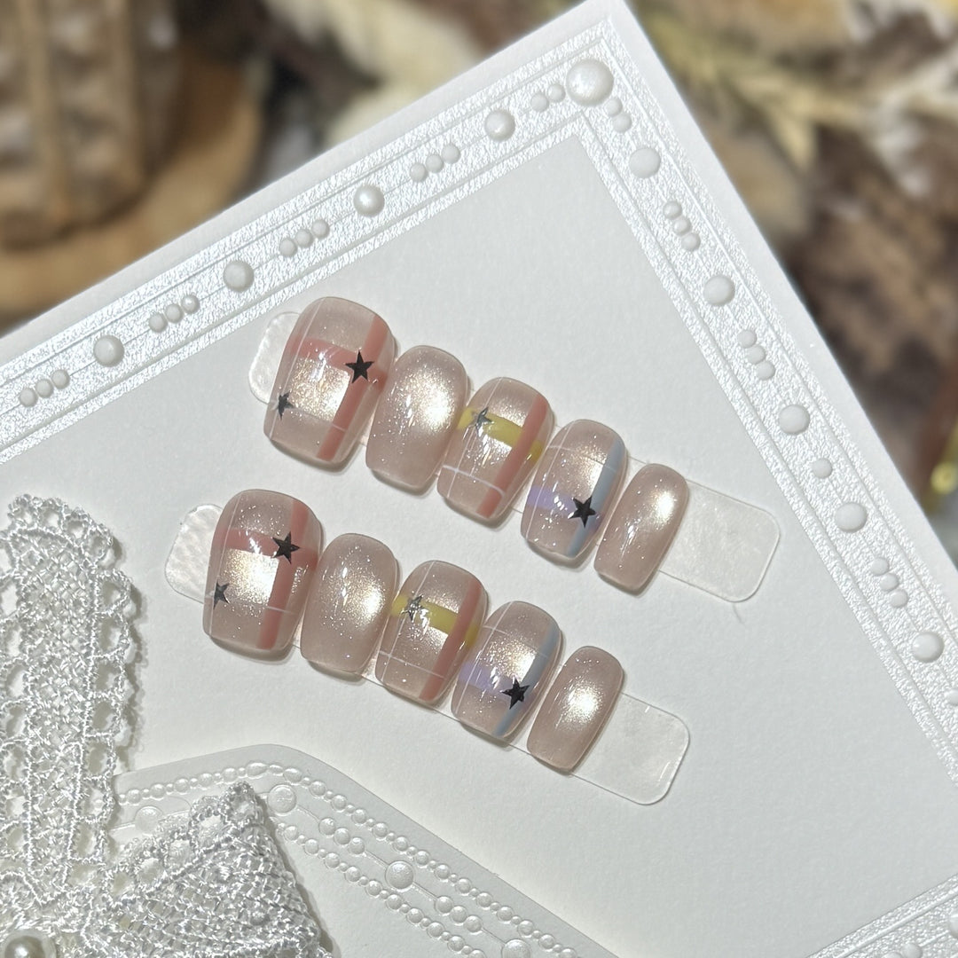 Decorative Star Pattern Press-On Nails Kalsten