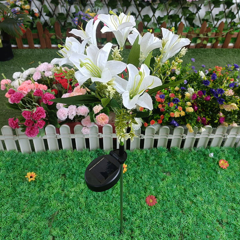 Solar Powered Artificial Lily Garden Stake Lights With Warm LED Fairy String Kalsten
