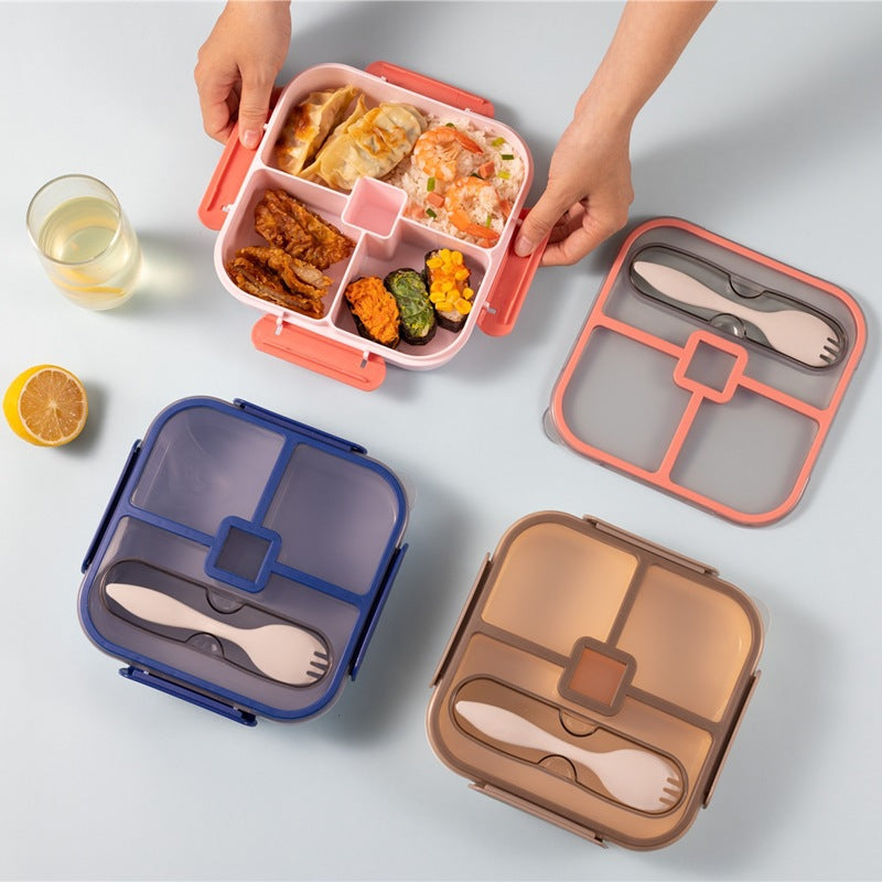Multi-Compartment Insulated Food Container with Utensil Set