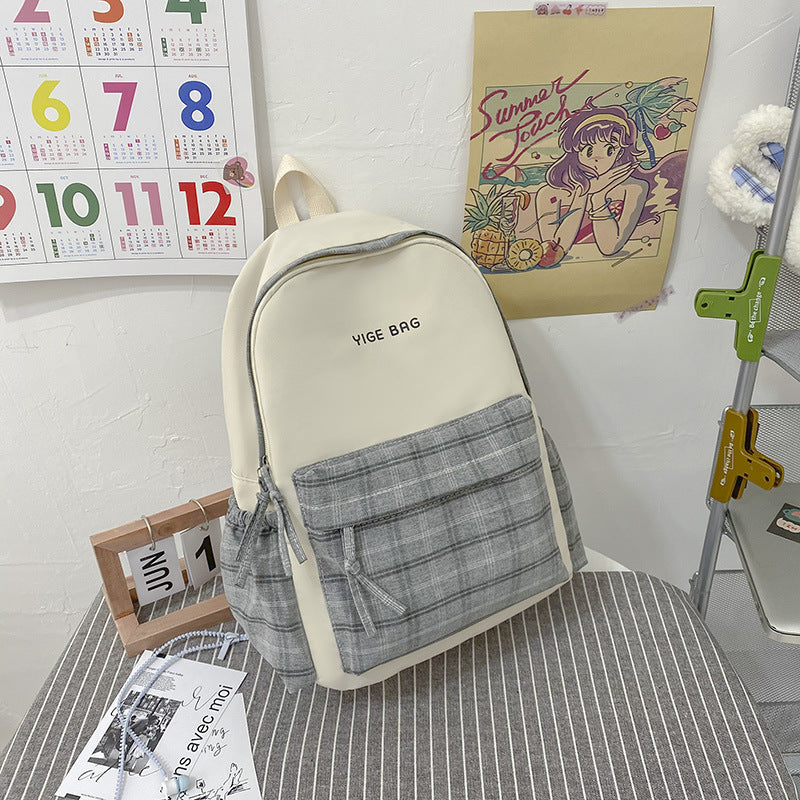 Casual Plaid Pattern Backpack Kalsten
