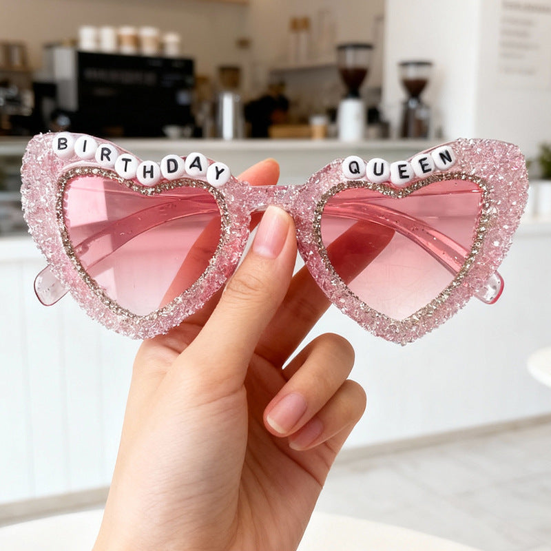 Rhinestone-Embellished Heart Sunglasses Kalsten