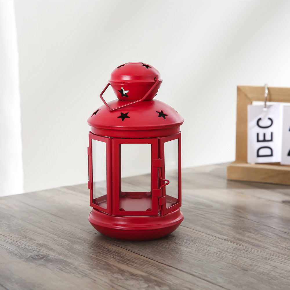 Decorative Star-Cut Glass Panel Metal Tea Light Lantern Kalsten