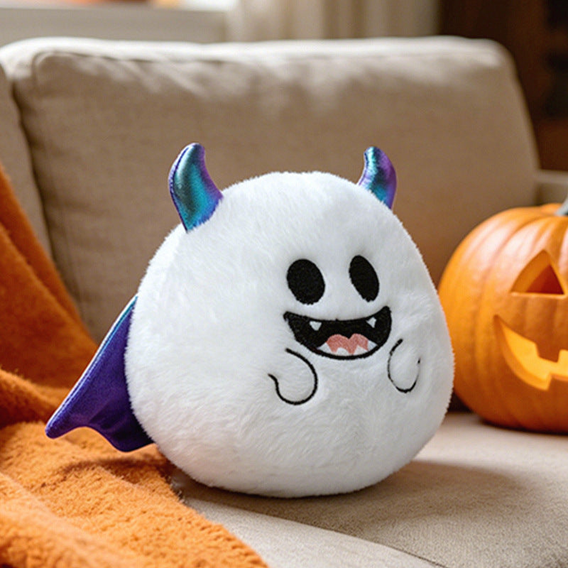 Cozy decorative pumpkin plush pillow with face and velvet feet