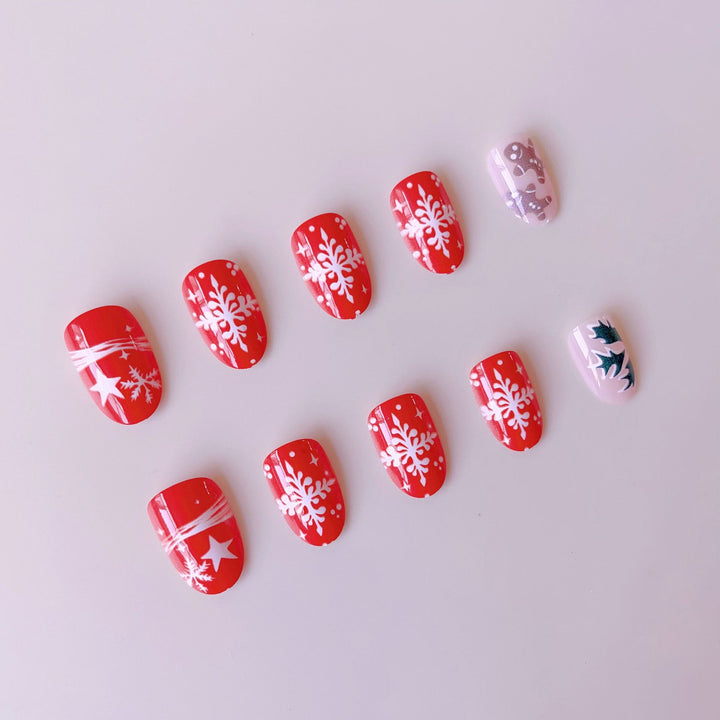 Artificial nail set with winter motifs and glamorous Christmas designs Kalsten