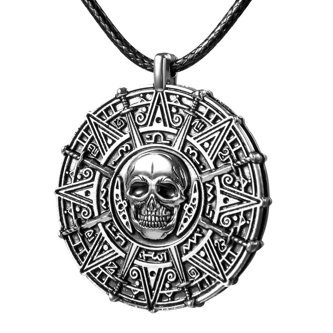 Gothic Skull Medallion Pendant Necklace Kalsten