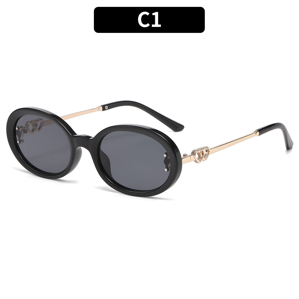 Premium Oval Frame Sunglasses with Decorative Metal Accents