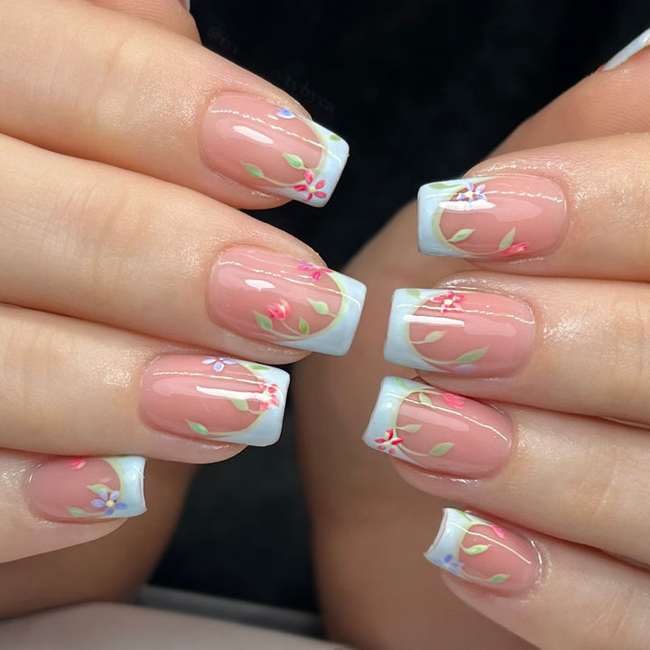 Flower-Inspired Acrylic Nail Art Set