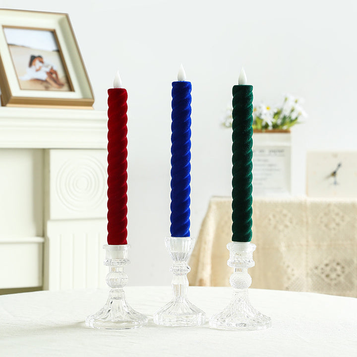 Hand-Poured Ribbed Slow-Burn Dinner Taper Candle Set for Centerpiece Decor