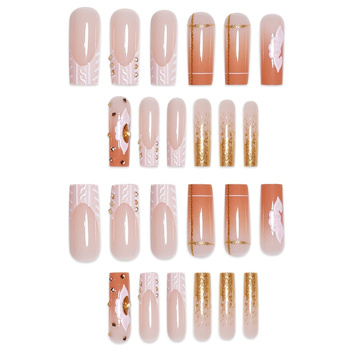 Glamorous Floral Embellished Press-On Nail Art Kalsten