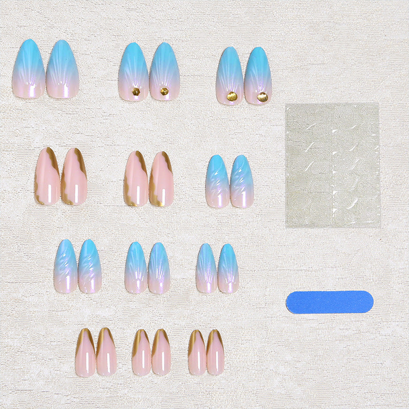 Acrylic nail set with glitter and shell design Kalsten