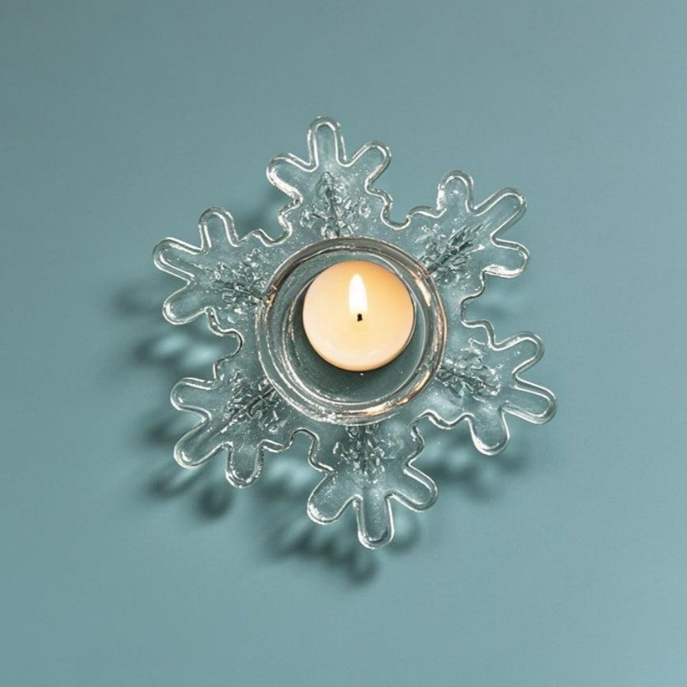 Snowflake-Shaped Glass Tealight Candle Holder Kalsten