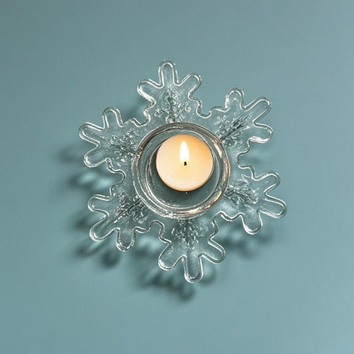 Snowflake-Shaped Glass Tealight Candle Holder Kalsten
