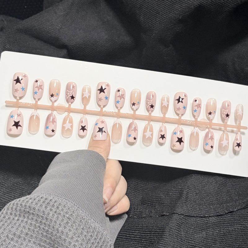 Artistic Press-On Nail Set with Star Designs Kalsten