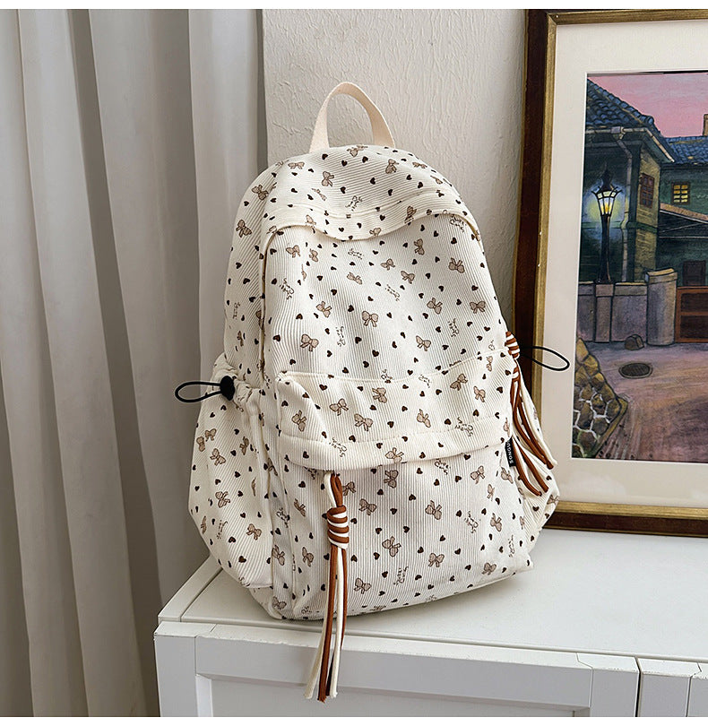 Corduroy Patterned Backpack