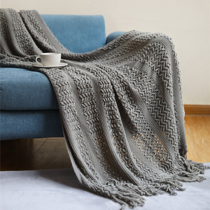 Premium Handcrafted Fringe Throw Blanket Kalsten