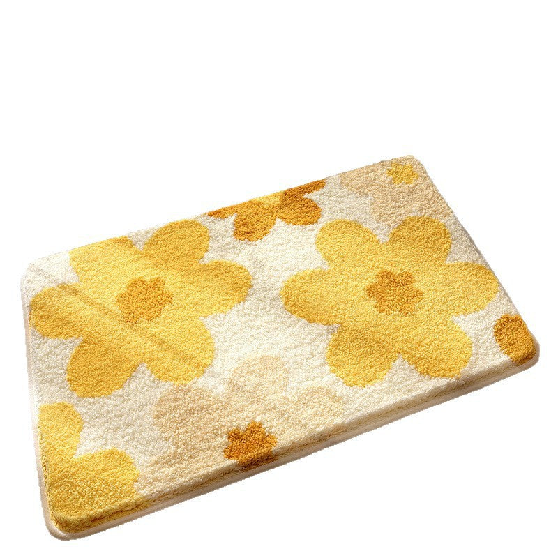 Plush Floral Design Bath Mat Kalsten