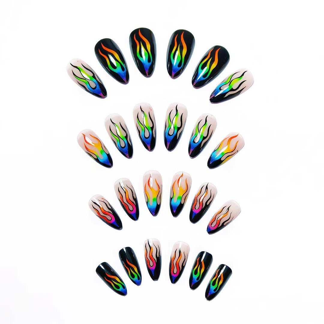 Creative Art Nails with Eye-Catching Flame Design Kalsten