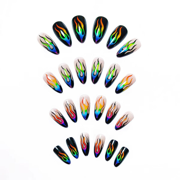 Creative Art Nails with Eye-Catching Flame Design Kalsten