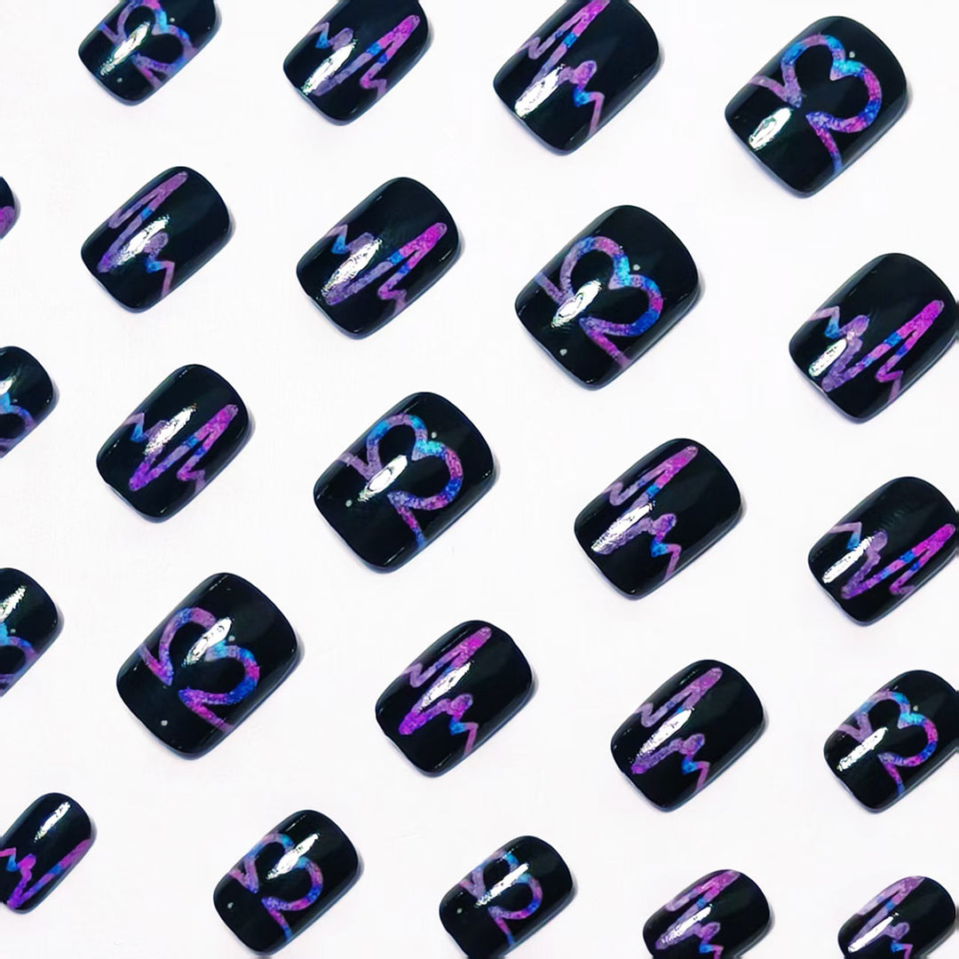 Artificial nail set with heart and EKG motif Kalsten