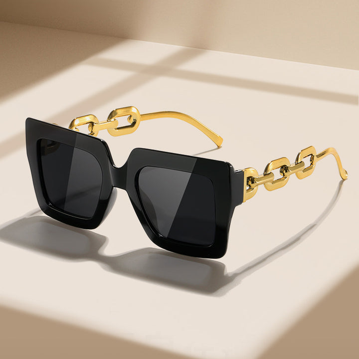 Women's fashionable sunglasses with unique rectangular frame and chain details Kalsten