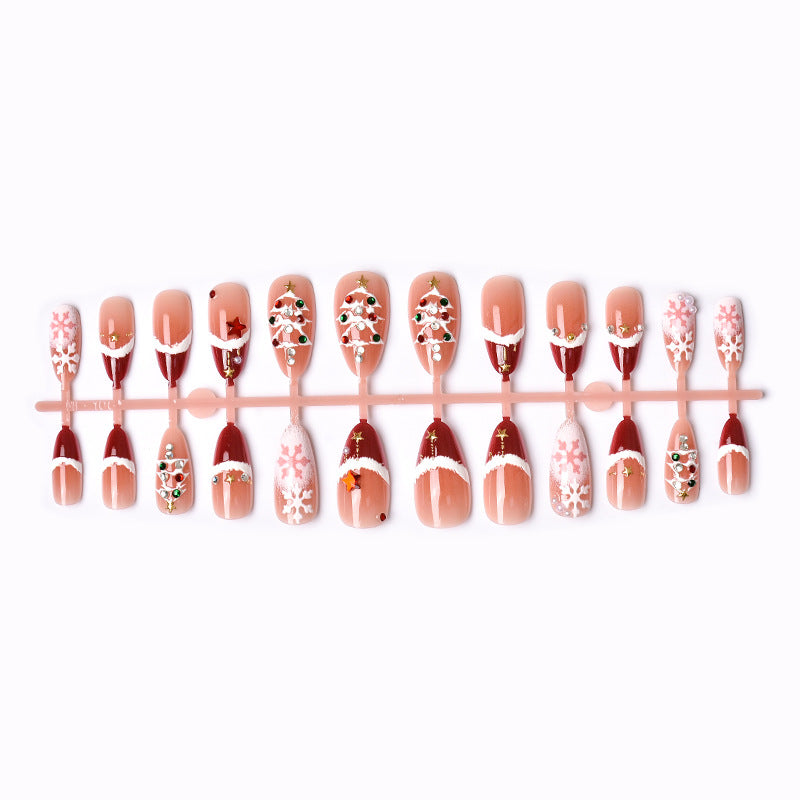 Festive Holiday-Themed Press-On Nail Set 1790738548