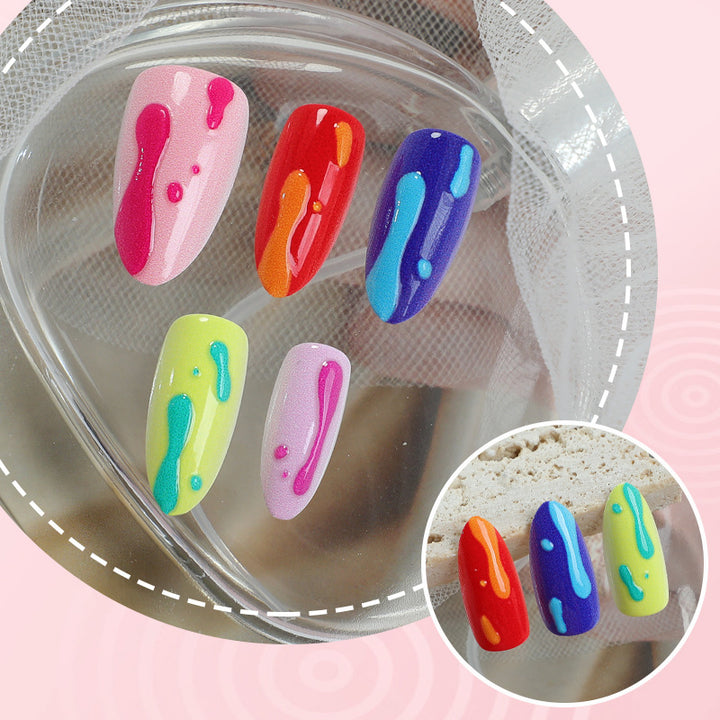Artistic Drip-Inspired Press-On Nail Art Kalsten