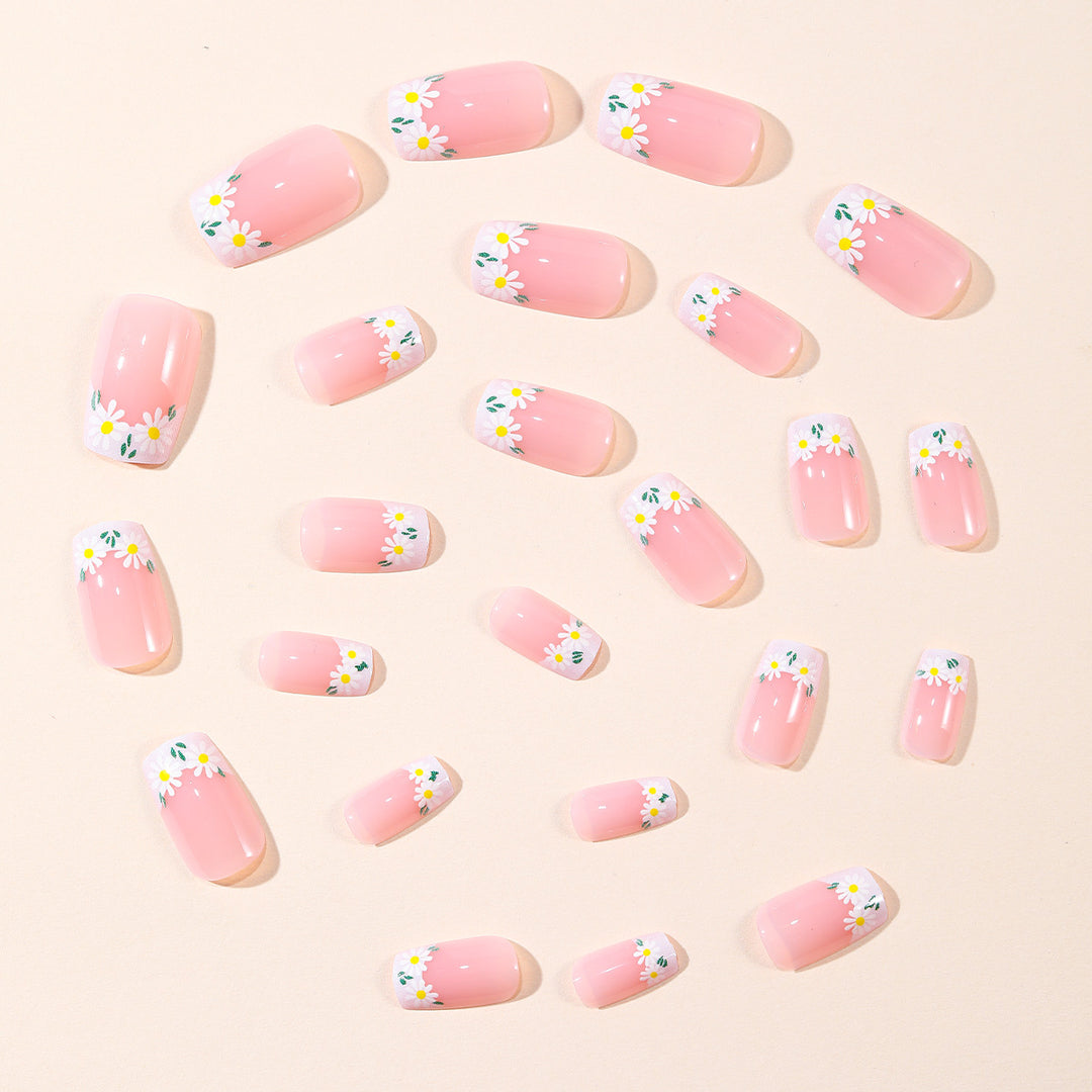 Floral French Tip Nail Art Set Kalsten