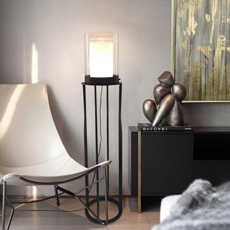 Contemporary Table Lamp with Textured Glass Shade