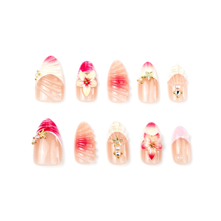 Elegant Floral-Designed Press-On Nails